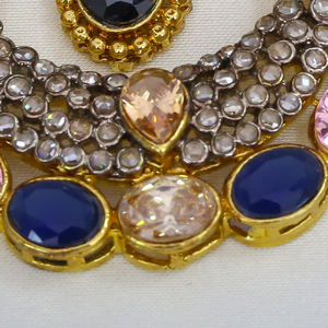 Pendientes de joyería de moda para mujer 2024, superventas, aro de 2 tonos chapado en oro y plata con piedras multicolores para fiestas y regalos - Product Image 4