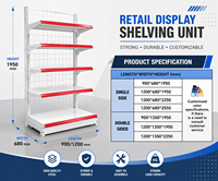 Étagère Gondole de Supermarché Robuste et Moderne Rouge, Présentoir de Vente au Détail en Métal, Étagères Grille Autoportantes Simples – Meilleures Ventes