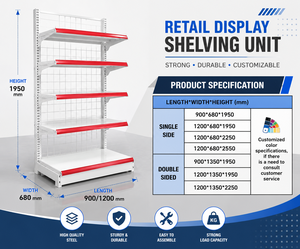 Heavy Duty Single Sided <b>Grid</b> Shelving Backless <b>Metal</b> Supermarket Rack Epoxy Powder Coating Freestanding Quick Installation - Product Image 5