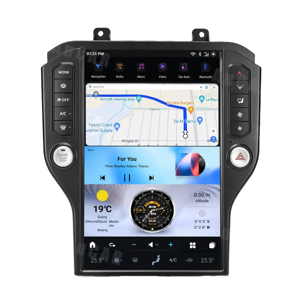AuCar 14,5'' neuestes Tesla Android 13 Autoradio GPS Navigation für Ford Mustang 2015-2020 Auto Multimedia-Stereo-Player Haupteinheit