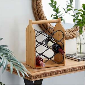 Estante para vino de mesa de 6 botellas diseñado para almacenar y exhibir botellas de vino en una barra de encimera u otra superficie plana Exportación artesanal casera - Product Image 1