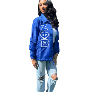 Zeta Phi Beta letra griega señoras corte chaqueta Negro Azul nailon cortavientos con bordado ligero griego vida ropa - Product Image 5