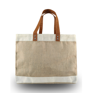 Nouveau Grand Sac Fourre-tout Imperméable 2026 en Jute et Chanvre Bio Recyclé avec Poignées en Cuir pour Vin, Plage et Shopping – Vente en Gros - Product Image 2