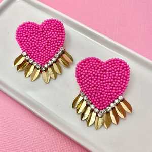 2025 recién llegados diseño de flores Color rosa azul pendientes para mujer cuentas de semillas hechas a mano TEACHER declaración pendiente con cuentas - Product Image 2