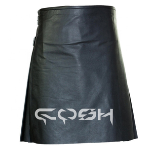 Kilt híbrido de moda gótica para hombre superventas Kilt de cuero negro de alta calidad, vendedores de Kilts plisados personalizados - Product Image 2