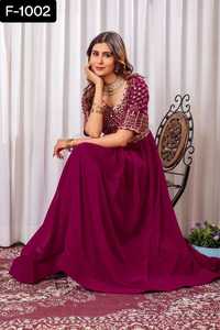 Ropa étnica india Faux Blooming con bordado Zari Lentejuelas Trabajo Anarkali Vestidos largos para ropa de función tradicional india - Product Image 6