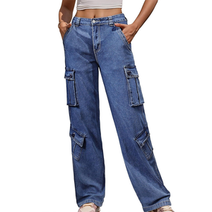 Pantalon cargo personnalisé OEM pour femmes, taille haute, jeans baggy, pantalon multi-poches pour le travail en plein air et tenue décontractée - Product Image 1