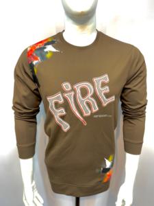 Sweat-shirt en coton mélangé de 300 grammes pour hommes à la mode FIRE imprimé graphique col rond pull décontracté dans le Style Streetwear - Product Image 2