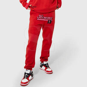 Ensemble survêtement personnalisé pour homme en molleton rouge French Terry, pantalon évasé et sweat à capuche, coton de haute qualité, taille XXL, streetwear, polaire avec logo - Product Image 5