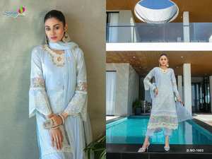 Coton rayonne avec collection de costume Salwar pakistanais brodé disponible au tarif de gros. - Product Image 2