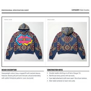 Sudadera con Capucha para Hombre de Alta Calidad, 100% Algodón, Bordado 3D Pesado, 300gsm, para Pedrería, Corte Regular, OEM - Product Image 6