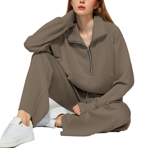 Chándal de lana con capucha y media cremallera de nuevo estilo, ropa informal personalizada para correr, chándal Formal de moda con patrón sólido para mujer - Product Image 6