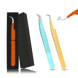 Venta al por mayor de pinzas de pestañas de Punta espolvoreada de diamante de acero inoxidable japonés pinzas de extensión de pestañas puntiagudas caja de embalaje - Product Image 3