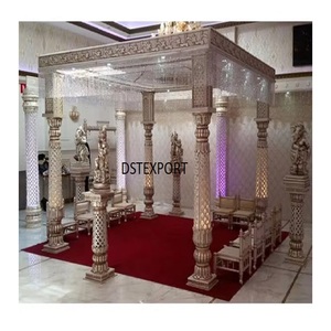 Designer Blanc Thème Fibre Mariage Mandap Paris Luxe Mariage Perle Blanc Mandap Nouveau Mastani Perle Blanc Mariage Mandap USA - Product Image 1