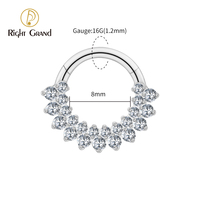 Titane 16G CZ articulé Clicker Segment cerceau anneau Double rangée CZ Daith boucle d'oreille Septem nez Piercing bijoux