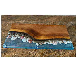 Planche à découper en bois et résine Design unique Artisanat Planche à charcuterie en bois d'acacia Cuisine et couteaux et accessoires - Product Image 1