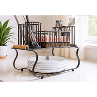 Étagère à vaisselle et bols en fer moderne, non pliable, mobile et réglable, à un seul niveau, multifonctionnelle, avec montage facile pour la cuisine
