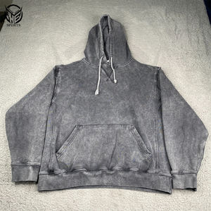 Sudadera con Capucha Unisex de Invierno, Estilo Vintage, 100% Algodón Grueso, Bordada, Lavada al Ácido, Desgastada - Product Image 1