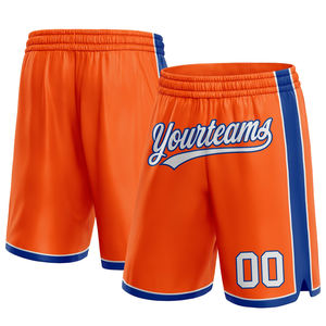 Pantalones cortos de baloncesto auténticos personalizados naranja blanco verde azulado 100% malla poliéster ligero transpirable bordado High Street - Product Image 3