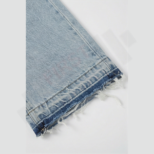 Jean en denim pour homme de qualité supérieure 2025 – Coupe droite décontractée, taille mi-haute, délavage acide, lavable, avec boutons – Hiver/Printemps 100% - Product Image 6