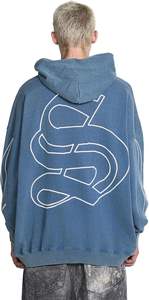 Sweat-shirts à capuche vintage surdimensionnés à imprimé graphique pour hommes avec logo personnalisé, décontractés, en coton lourd lavé à l'eau, pour l'hiver - Product Image 4