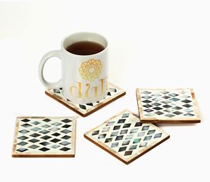 Hot Selling Wood Square MOP <b>Coaster</b> <b>Black</b> Color for Hotel Wooden Customized Mother of Pearl <b>Coaster</b> Set With Natural Color - Product Image 6