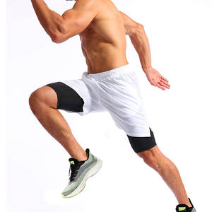 Pantalones cortos de gimnasio con logotipo personalizado para joggers de entrenamiento, ropa deportiva ligera con estampado de transferencia por sublimación, patrón sólido de longitud corta - Product Image 5