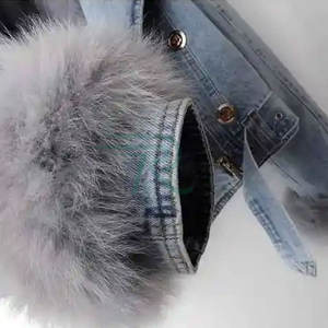 แจ็กเก็ตยีนส์สไตล์ลำลองแบบพรีเมียมพร้อมโลโก้ที่กำหนดเองและเสื้อแจ็กเก็ตยีนส์คุณภาพสูงสำหรับผู้หญิงพร้อมขนเฟอร์ - Product Image 5