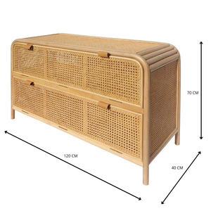 Mueble de ratán de 2 niveles tejido con ratán natural resistente, mueble para sala de estar, dormitorio, pasillo, mueble para TV - Product Image 5