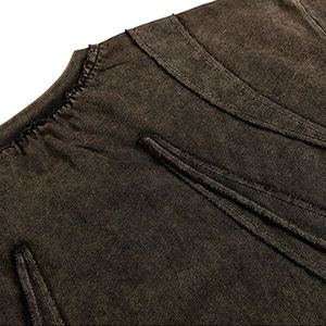 Vêtements de sport pour hommes T-shirt lavé à l'acide et aux minéraux T-shirt en coton découpé et cousu T-shirt délavé par le soleil T-shirt pour hommes - Product Image 4