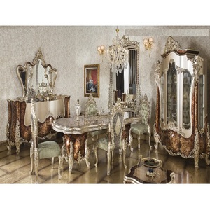 ชุดโต๊ะทานอาหารแกะสลักคุณภาพสูง,โต๊ะรับประทานอาหารมหาราชาโบราณแบบมือแกะสลักสไตล์ Maharaja - Product Image 1