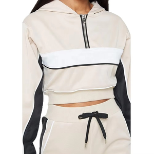 Los últimos conjuntos de chándal de algodón para mujer con logotipo, chándal personalizado para mujer, trajes para correr, ropa informal, Sudadera corta con capucha cómoda - Product Image 5