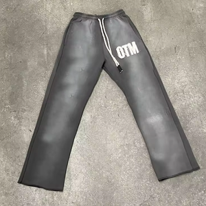 Pantalon de jogging ample en molleton épais à taille élastique personnalisée, avec finition délavée au soleil et effet délavé à l'acide, séchage rapide - Product Image 3