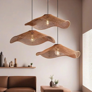 Lustre en rotin à abat-jour suspendu de Style milieu du siècle éclairage luminaire d'îlot de cuisine en osier pour la décoration de la maison - Product Image 1