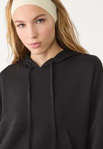 Sudadera negra de gran tamaño y tacto suave para mujer con logotipo personalizado, Sudadera con capucha ajustable y bolsillos, Sudadera con capucha de entrenamiento para mujer, novedad - Product Image 3