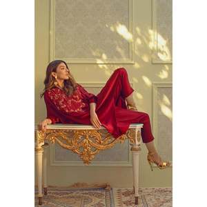 Women's Floral Satin 2-Piece <b>Set</b> Short <b>Blazer</b> Top & Pants 5XL - Product Image 3
