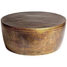 Table basse ronde de luxe en or antique pour salon meubles de maison en métal lourd - Product Image 2