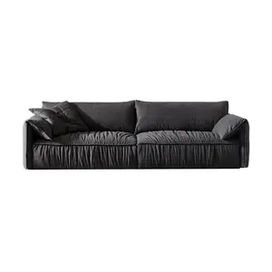 Sofa covered with soft felt material. Room sofa with modern design and unique new floating arms