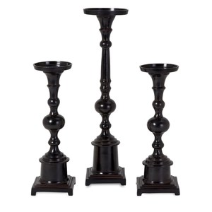 Petit bougeoir en forme de pyramide avec poignée en anneau Ensemble de 2 petits supports en métal au design unique noirs faits à la main de haute qualité - Product Image 6