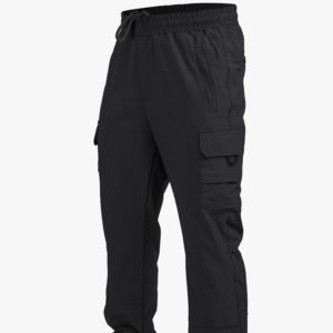 Pantalon homme en tissu tactique 100% coton noir, jambes fines, style décontracté, taille mi-haute, anti-froissement, teinture unie foncé, fabriqué en Turquie - Product Image 1