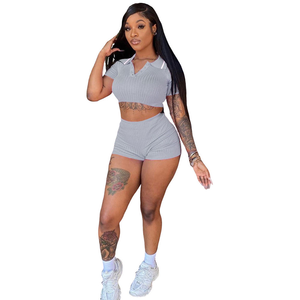 Moda Casual cuello redondo estampado personalizado nuevos conjuntos cortos conjunto de dos piezas ropa de verano para mujer 2025 recién llegados conjunto de verano para mujer conjunto de 2 piezas - Product Image 3