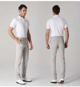 กางเกงกอล์ฟสำหรับผู้ชายกางเกงผ้าทอลายทแยงใส่สบายแบบลำลองผ้าโพลีเอสเตอร์แห้งเร็วติดป้ายได้ตามต้องการ - Product Image 3