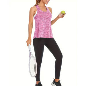 2025 nueva llegada Oem hecho a medida de alta calidad de secado rápido tela transpirable estilo deportivo con cuello de correa gimnasio camisetas sin mangas para mujer - Product Image 5