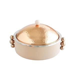 Servidor de comida caliente de alta calidad, tapa de cobre puro, Base de revestimiento de esmalte rosa de acero inoxidable, cazuela de diseño árabe único - Product Image 6