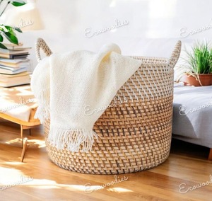 Wholesale Water Hyacinth Storage <b>Baskets</b> Best Choice Handmade Storage <b>Baskets</b> and Decoration Home <b>Laundry</b> <b>Basket</b> Toy Organizer - Product Image 3