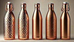 Botella de Cobre Ecológica Hecha a Mano Vedela Naturals con Gran Capacidad, Estilo Rústico Tradicional Indio - Product Image 3