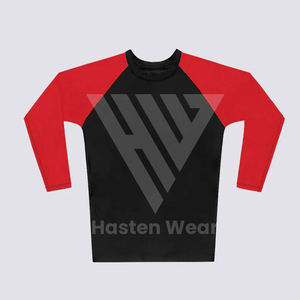 เสื้อกีฬาแขนแร็กแลนของผู้ชายเสื้อแร็กแลนเสื้อแร็ชการ์ดแบบระบายอากาศได้ดีสีพื้น - Product Image 3