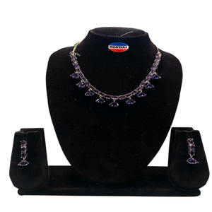 Elegante conjunto de collar de joyería de anuncio puro con pendientes para mujer para fiesta de Boda nupcial ocasiones de uso festivo y tradicional - Product Image 2