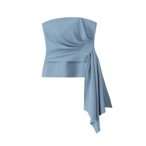 ชุดสองชิ้นเสื้อเกาะอกจับจีบแฟชั่นสำหรับผู้หญิงชุดสองชิ้นเอวสูงมีกระเป๋าข้าง - Product Image 4