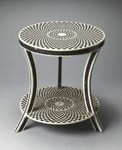 Table d'appoint contemporaine en incrustation d'os, avec un design artisanal sophistiqué, pour les espaces de vie modernes et les meubles décoratifs - Product Image 3